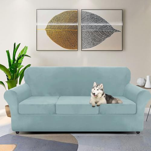 ZNSAYOTX Velvet Sofa Slipcover 4 Piece for 3 Cushion Couch