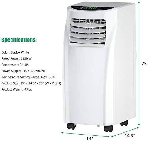 COSTWAY 8000 BTU Portable Air Conditioner with Dehumidifier and Fan Modes