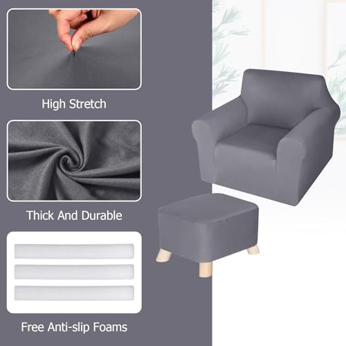 Chair and Ottoman Slipcover Set with Milk Silk Fabric