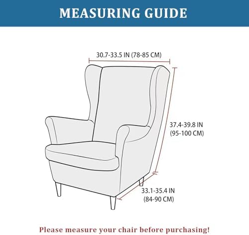 Somsiwey Velvet Wingback Chair Covers 2 Piece Light Pink