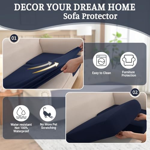 Sectional Couch Covers with 2 Pillowcases Navy