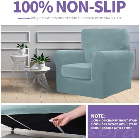 ZNSAYOTX Velvet Sofa Slipcover 4 Piece for 3 Cushion Couch