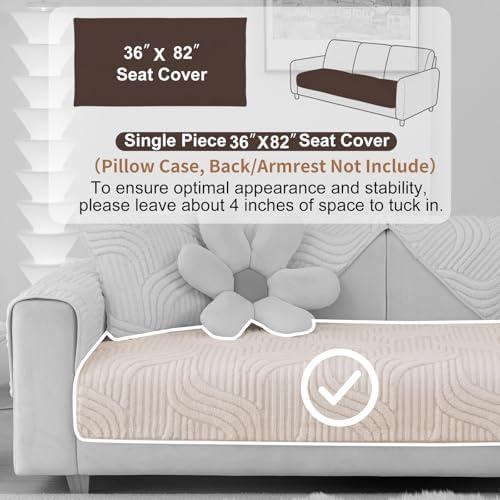 Solid Soft Couch Cover Washable White 36x82