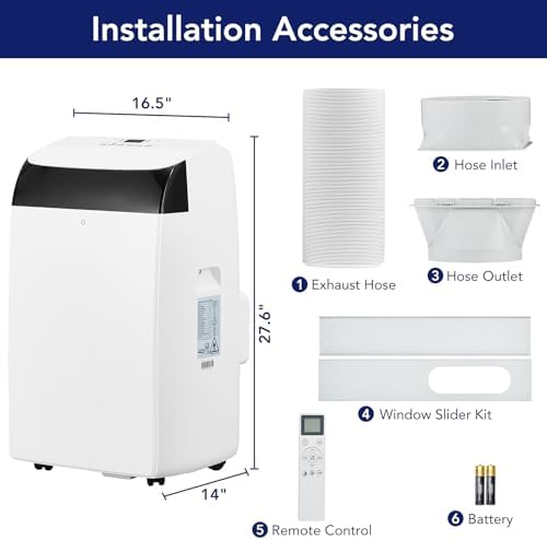 14000 BTU Portable AC Unit with Dehumidifier and Fan Mode