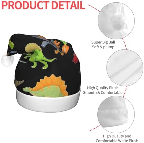Cartoon Dinosaur Print Christmas Hat with LED Lights