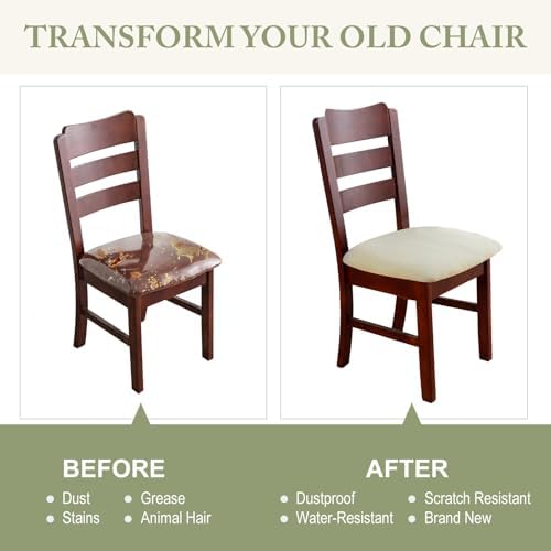 Waterproof Dining Chair Covers Set of 4 Beige Large