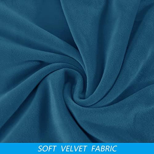 OBCREAT Velvet Dining Bench Slipcover - Peacock Blue