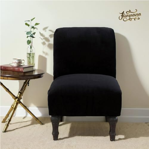 JIAN YA NA Armless Chair Cover Black Velvet