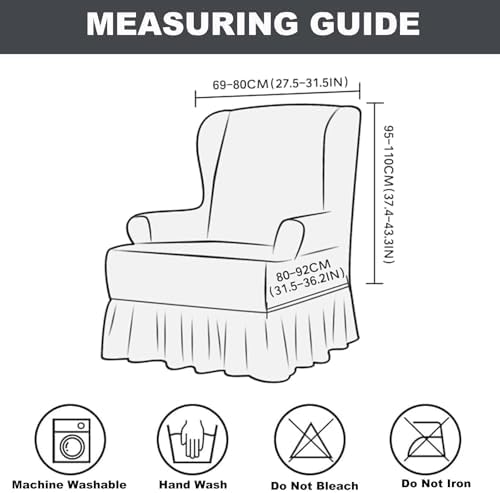 1 Piece Seersucker Stretch Wingback Chair Slipcover with Skirt