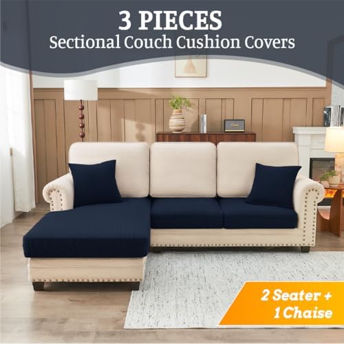 Sectional Couch Covers with 2 Pillowcases Navy