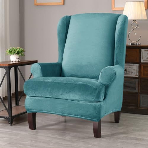 Morbuy Wingback Chair Slipcover Turquoise Blue