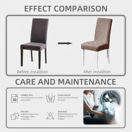 6 Pack Dining Chair Covers Anti-Scratch Washable