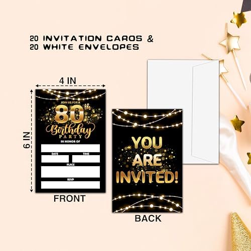 80th Birthday Invitations with Envelopes C02