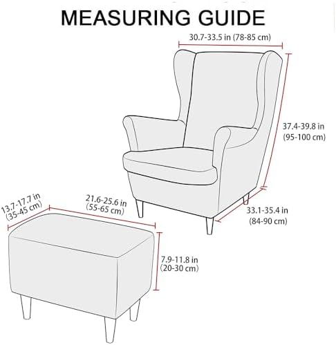 Velvet Wingback Chair Covers 2 Piece with Ottoman Pink