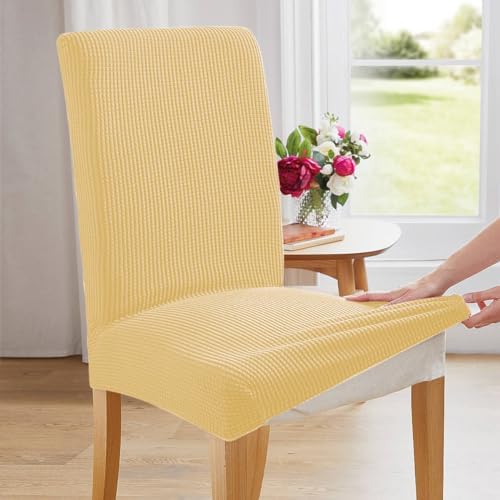 Aertiavty Dining Chair Covers Set of 6 Light Yellow