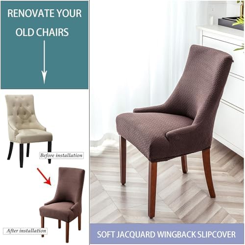 Wingback Chair Cover Slipcover for Dining Room Decor 2PCS