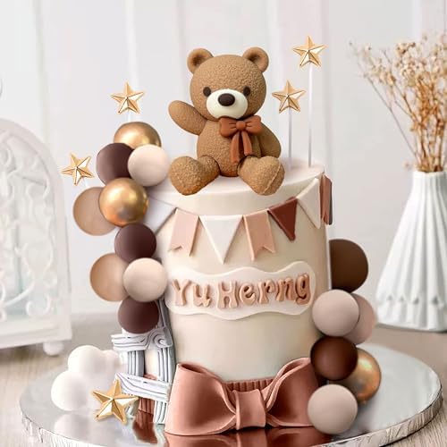 JeVenis Brown Bear Cake Decoration Set