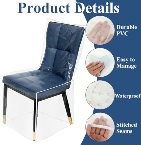 4 Pack Clear PVC Chair Covers with Backrests