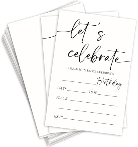 Lets Celebrate Birthday Invitations Minimalist White Theme for Boys Girls