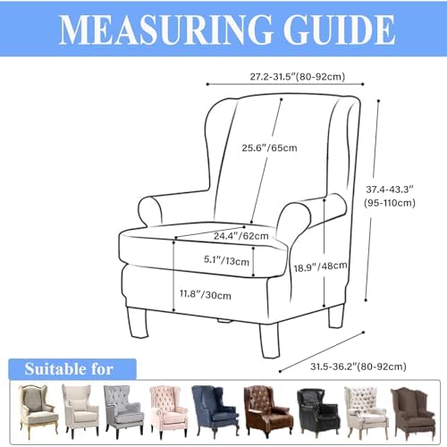 SHILINTONG Wingback Chair Slipcovers 2 Piece