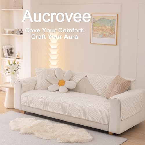 Solid Soft Couch Cover Washable White 36x82