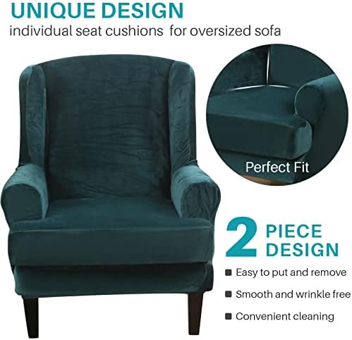MIFXIN Velvet Stretch Wingback Chair Slipcover Set
