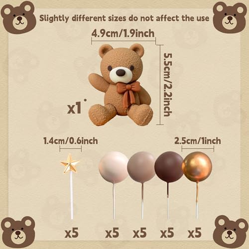 JeVenis Brown Bear Cake Decoration Set