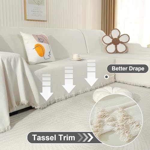 OstepDecor Sectional Couch Covers 2 Pieces Beige