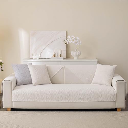 Soft Waterproof Chenille Sofa Cover 36x82 White