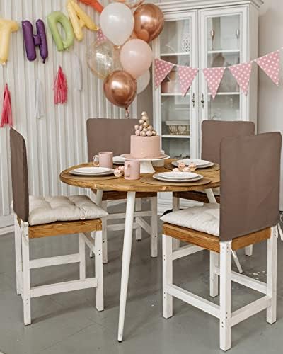 LiDU Pure Brown Chair Covers Set of 4 for Dining Room
