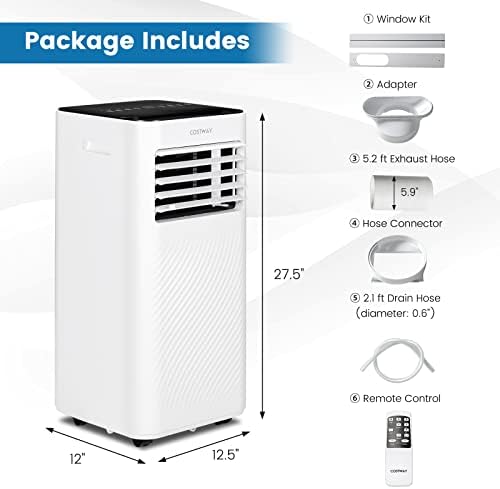 COSTWAY 10000 BTU Portable Air Conditioner with Cool Fan Dehumidifier Sleep Mode