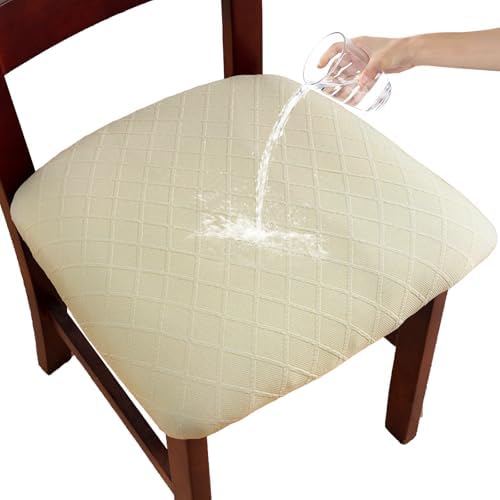 Waterproof Dining Chair Covers Set of 4 Beige Large