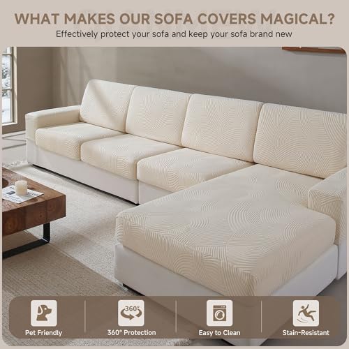 Qianmew 2 Seater 1 Chaise Sofa Cushion Covers Ivory