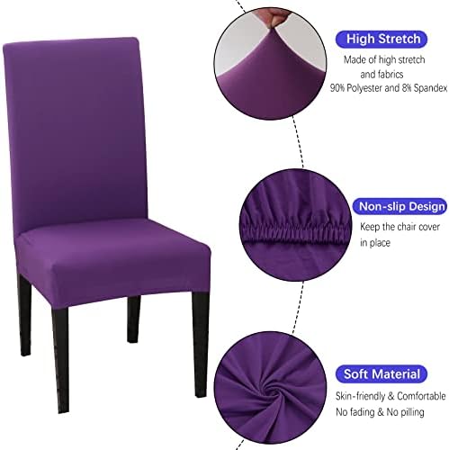 Jusmate Stretch Spandex Chair Covers Set of 4 Purple