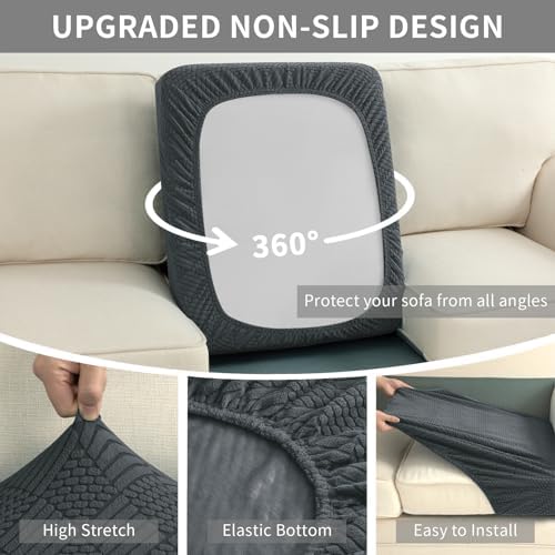 Easy-Going Waterproof Couch Cushion Covers Dark Gray