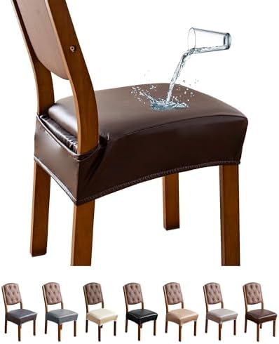 Genina 6-Piece Dining Chair Covers Set Waterproof PU Leather