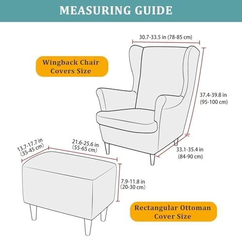 Somsiwey Stretch Wingback Chair Slipcover Set with Ottoman Cover