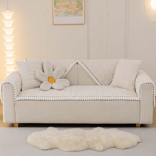 Soft Plush Dog Couch Cover Washable 275x70 White