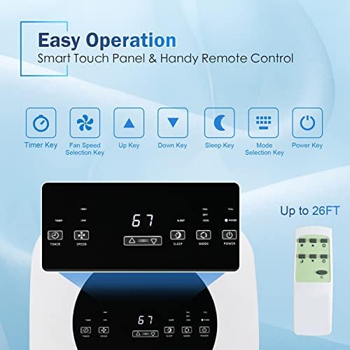 PETSITE 9000 BTU Portable AC Unit 3 in 1 Cooling Fan Dehumidifier
