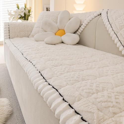 Soft Plush Dog Couch Cover Washable 275x70 White