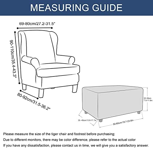 HAOYONG Stretch Wing Chair Cover Set with Ottoman