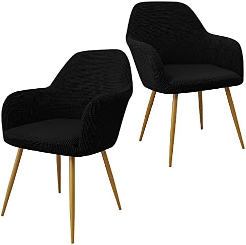 YONUS Dining Chair Slipcovers Removable Armchair Covers for Living Room 2 Black