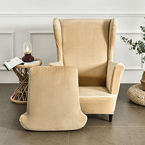 MIFXIN 2 Piece Velvet Wingback Chair Slipcover Set