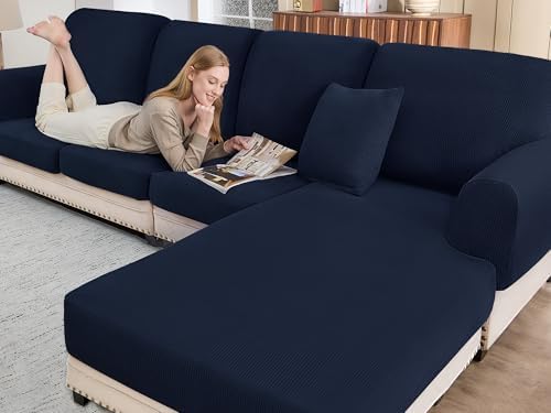 Sectional Couch Covers with 2 Pillowcases Navy