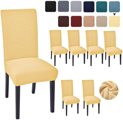 Aertiavty Dining Chair Covers Set of 6 Light Yellow
