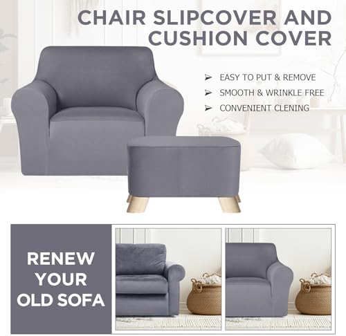 Chair and Ottoman Slipcover Set with Milk Silk Fabric