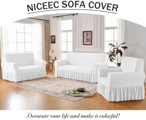 NICEEC Thick Plush Armchair Slipcover with Skirt