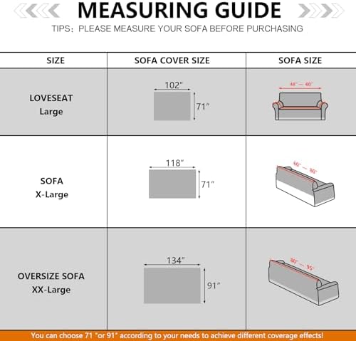 MYSKY HOME Sofa Covers for 2 Cushion Couches XL 71x118 White