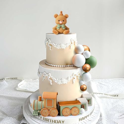 JeVenis Sage Green Bear Cake Decoration Set