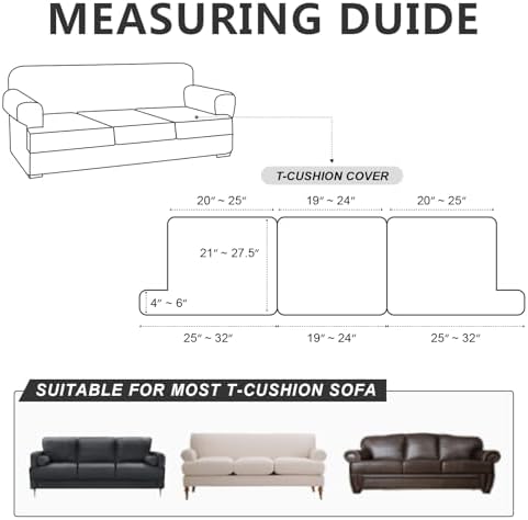 Molasofa Leather Look T-Cushion Sofa Slipcovers Set - 3 Piece Brown